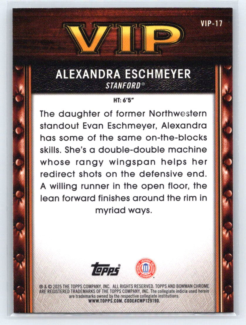 2025-26 Bowman #VIP-17 Alexandra Eschmeyer Very Important Prospects
