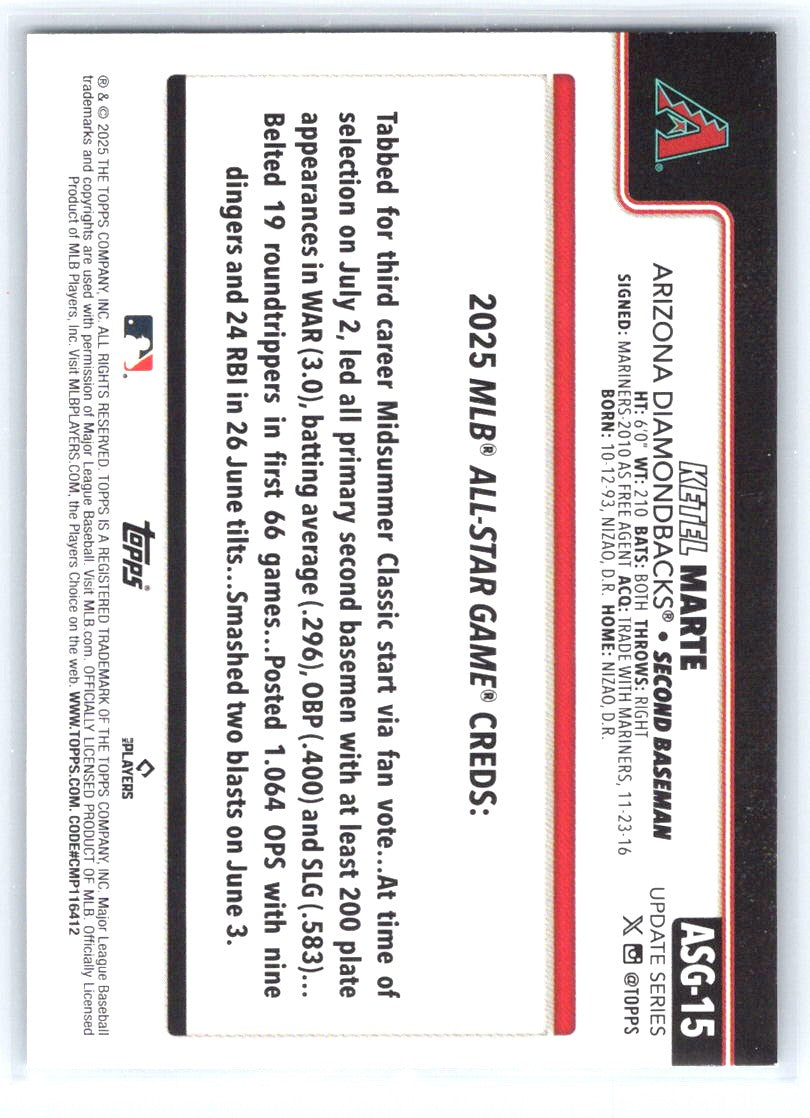 2025 Topps Update #ASG-15 Ketel Marte 2025 All-Star Game