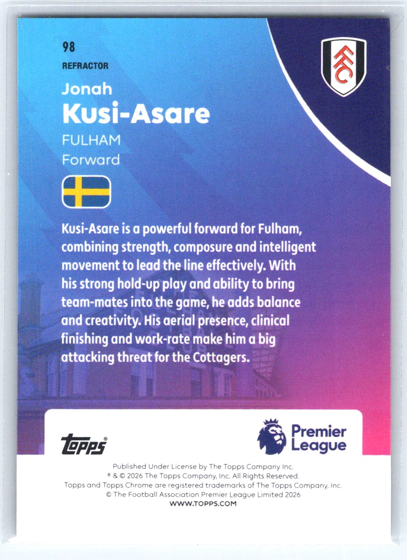 2025-26 Topps Chrome Premier League #98 Jonah Kusi-Asare Refractor