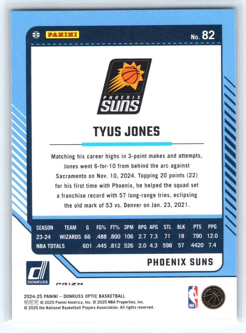 2024-25 Donruss Optic #82 Tyus Jones Purple Shimmer