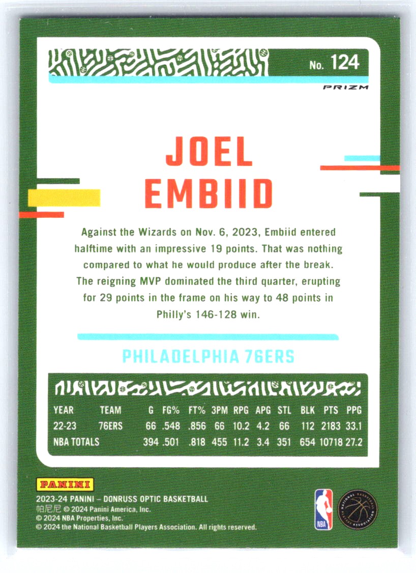 2023-24 Donruss Optic #124 Joel Embiid Purple