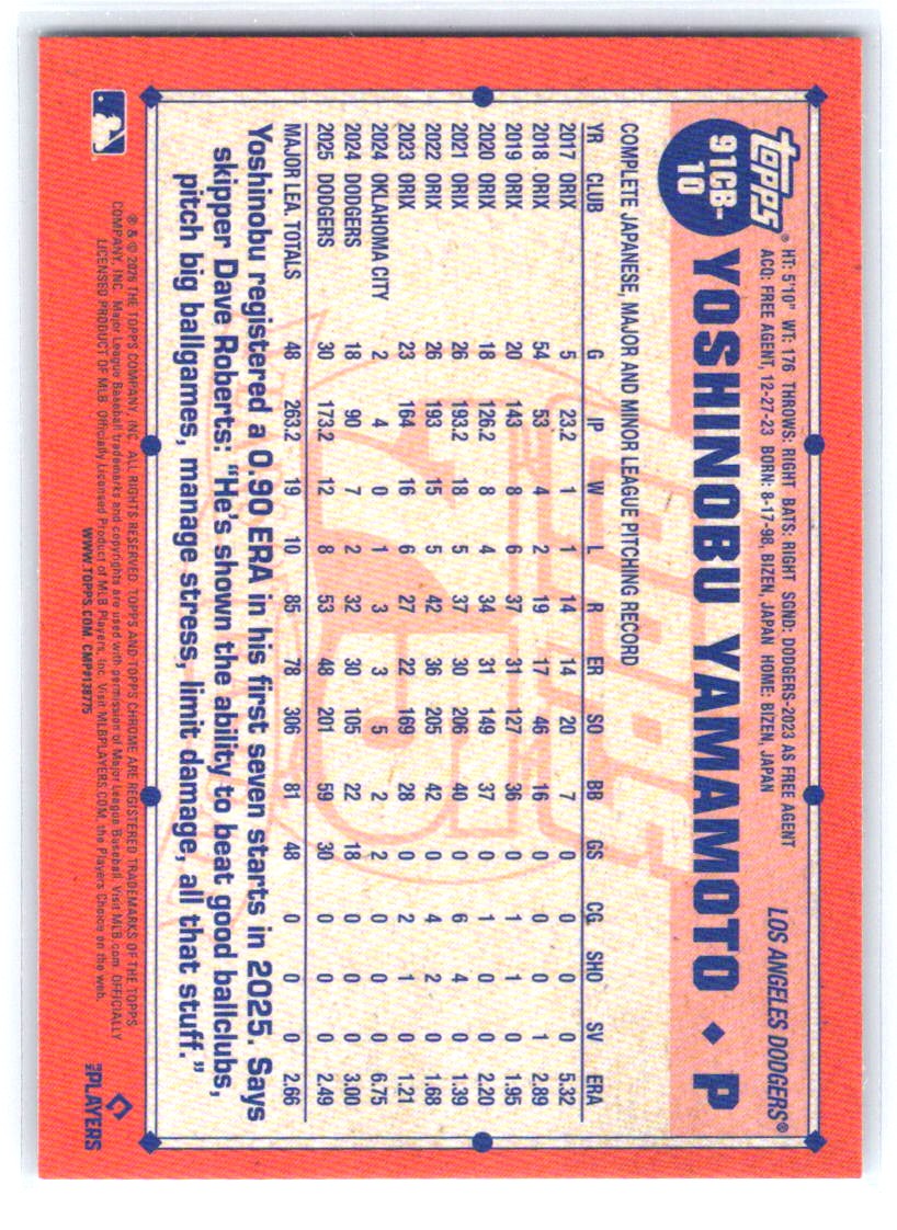 2026 Topps Chrome #91CB-10 Yoshinobu Yamamoto 1991 Topps Chrome Baseball