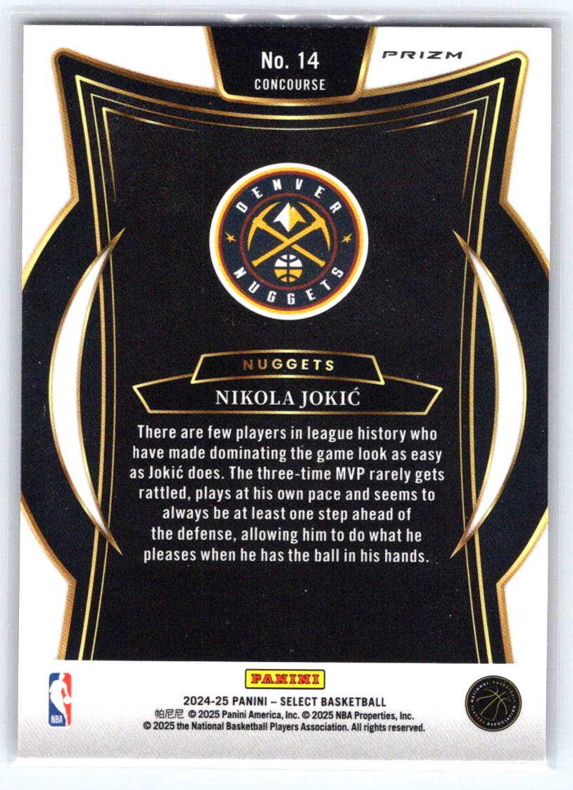2024-25 Panini Select #14 Nikola Jokic Orange Flash Prizm