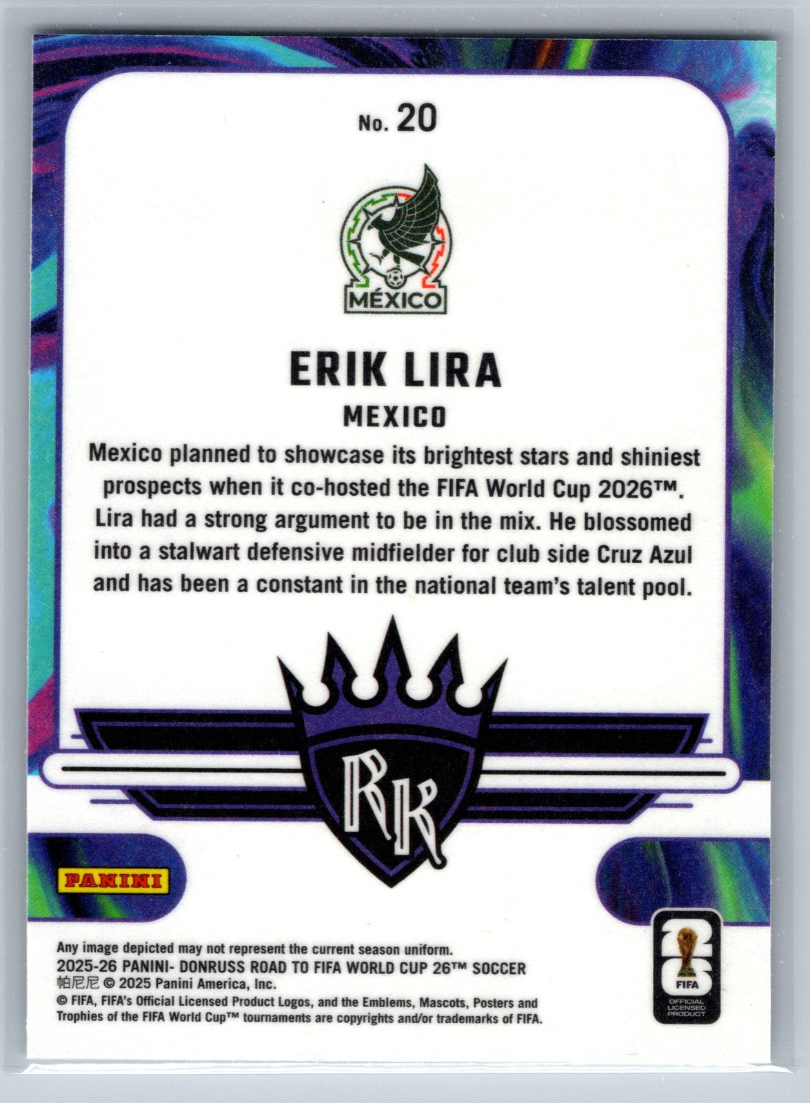 2025-26 Donruss Road to FIFA World Cup #20 Erik Lira Rookie Kings