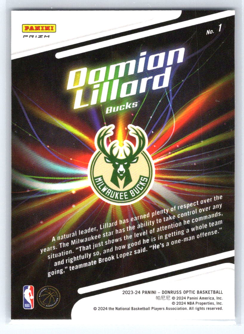 2023-24 Donruss Optic #1 Damian Lillard Lights Out Holo