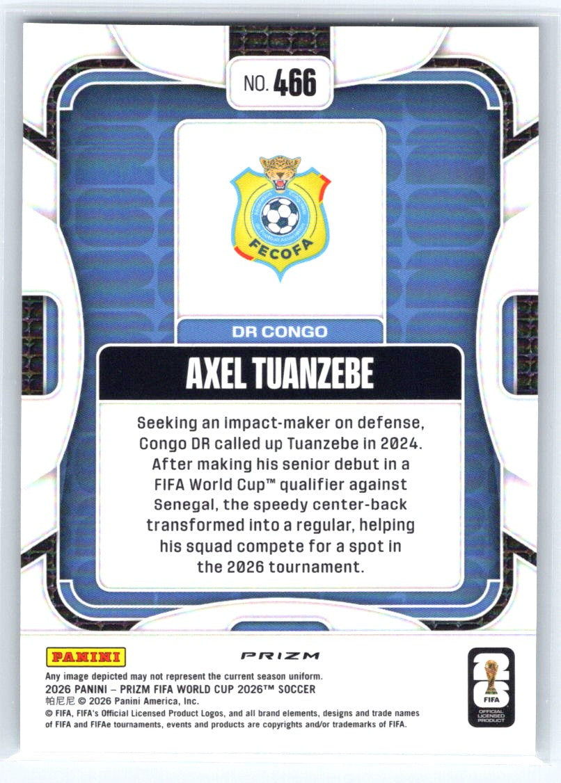 2026 Panini Prizm FIFA World Cup #466 Axel Tuanzebe Wave