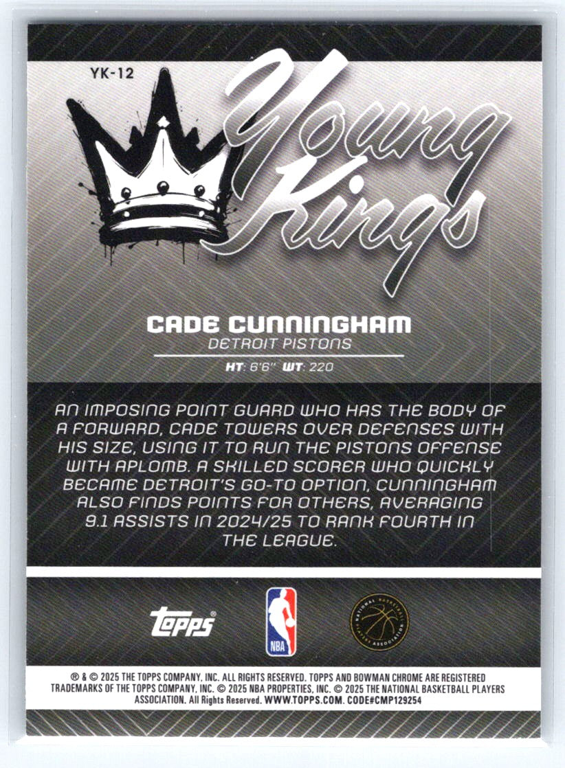2025-26 Bowman #YK-12 Cade Cunningham Young Kings