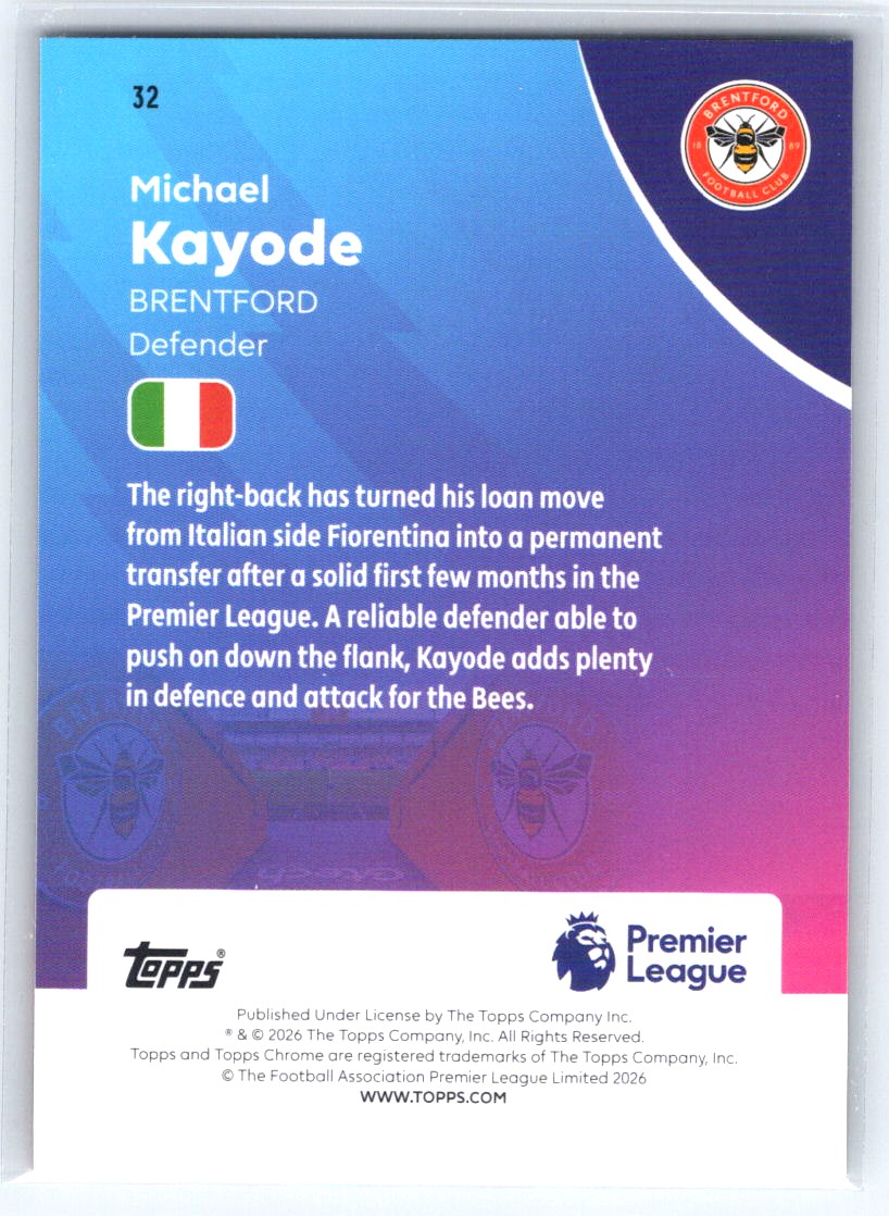 2025-26 Topps Chrome Premier League #32 Michael Kayode Prism Refractor