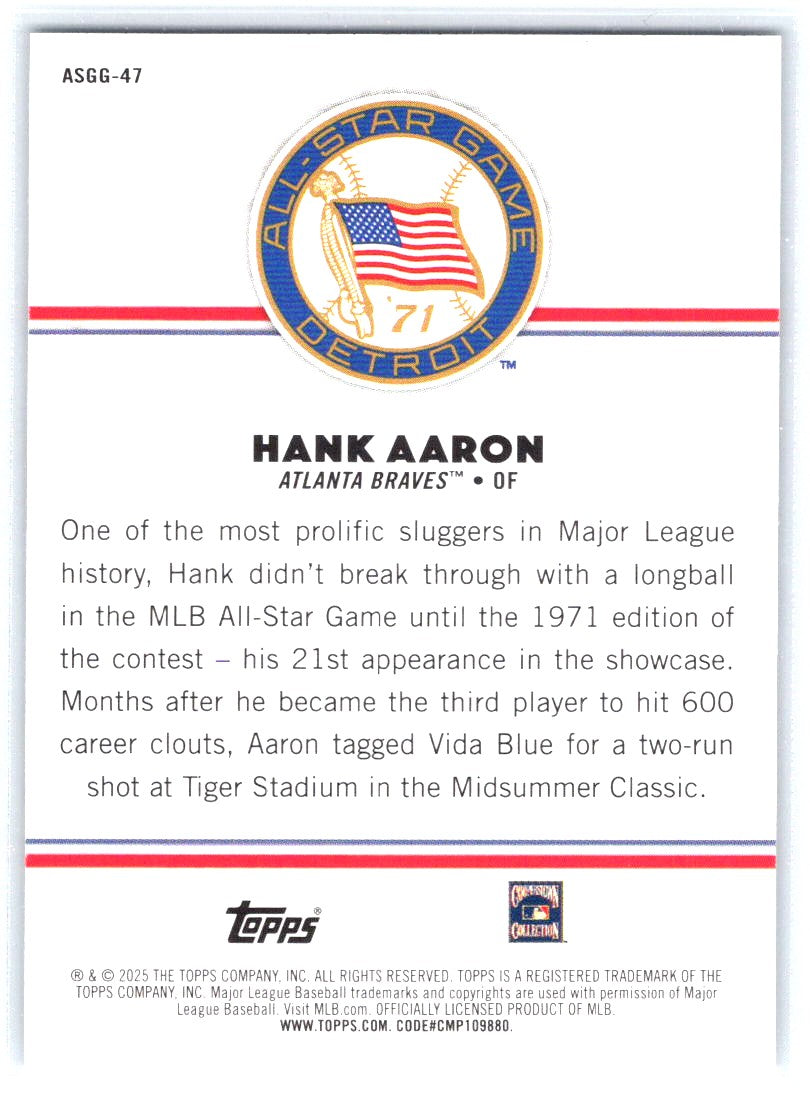 2025 Topps All-Star Game #ASGG-47 Hank Aaron All-Star Game Greats