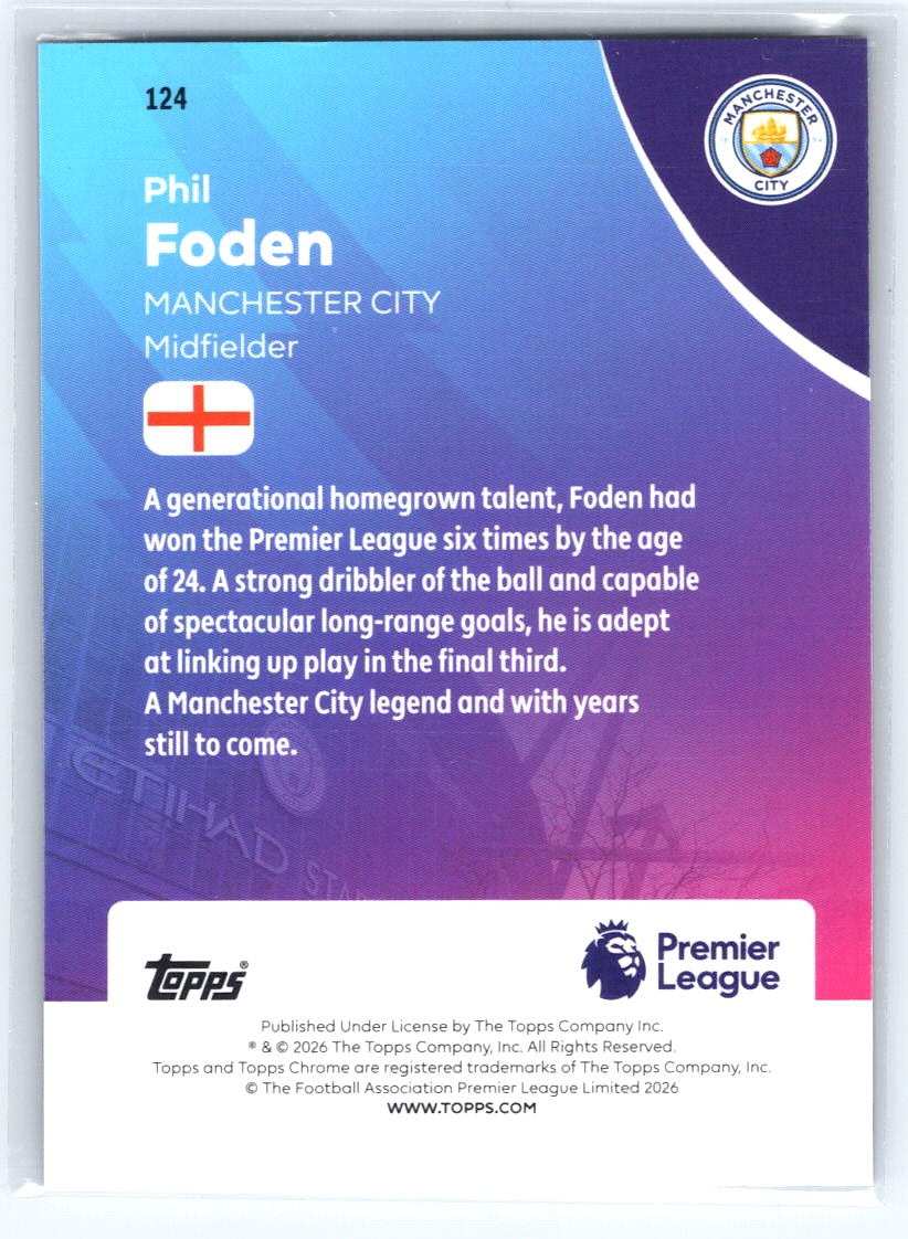 2025-26 Topps Chrome Premier League #124 Phil Foden