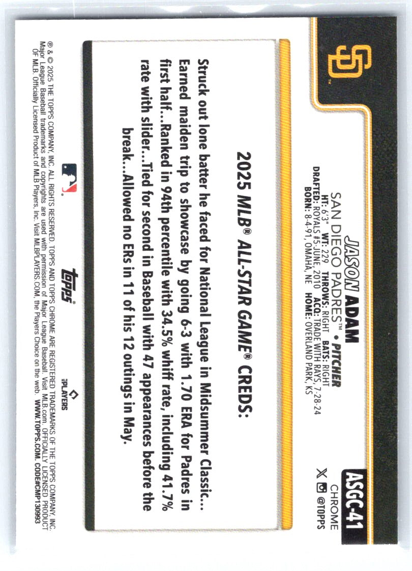 2025 Topps Chrome Update #ASGC-41 Jason Adam 2025 All-Star Game