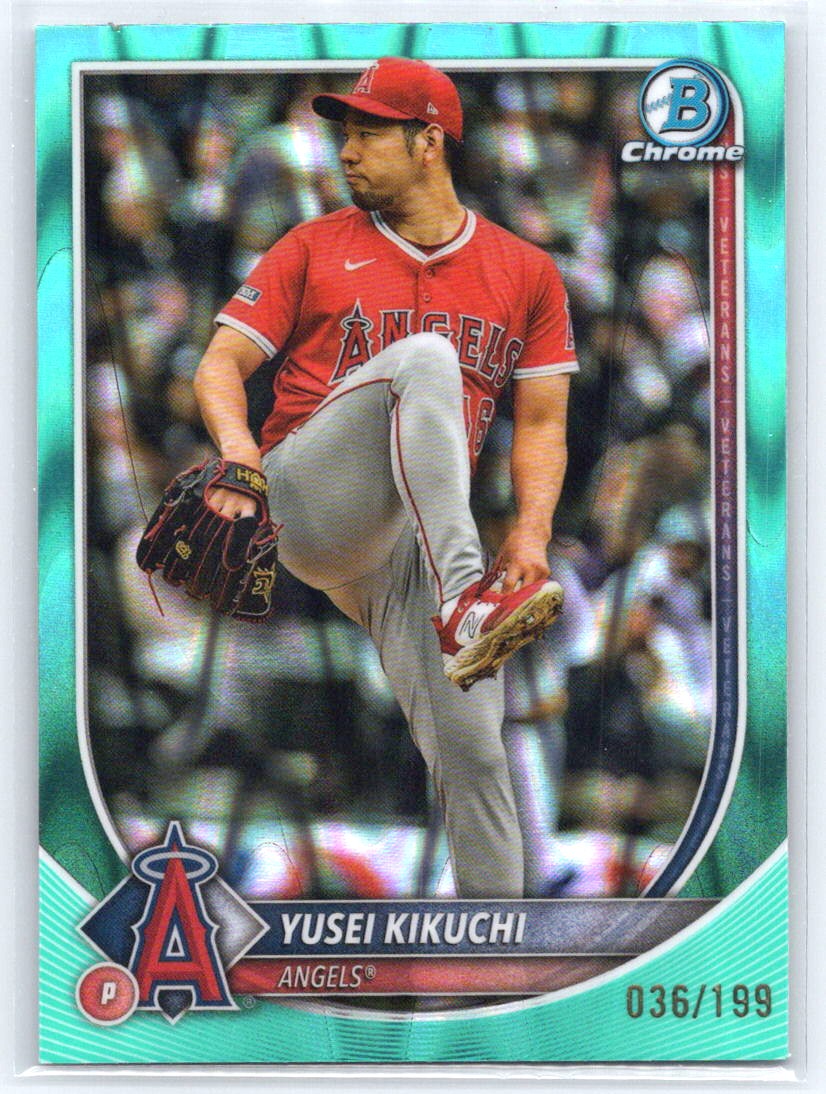 2025 Bowman Chrome #5 Yusei Kikuchi Aqua Raywave #/199