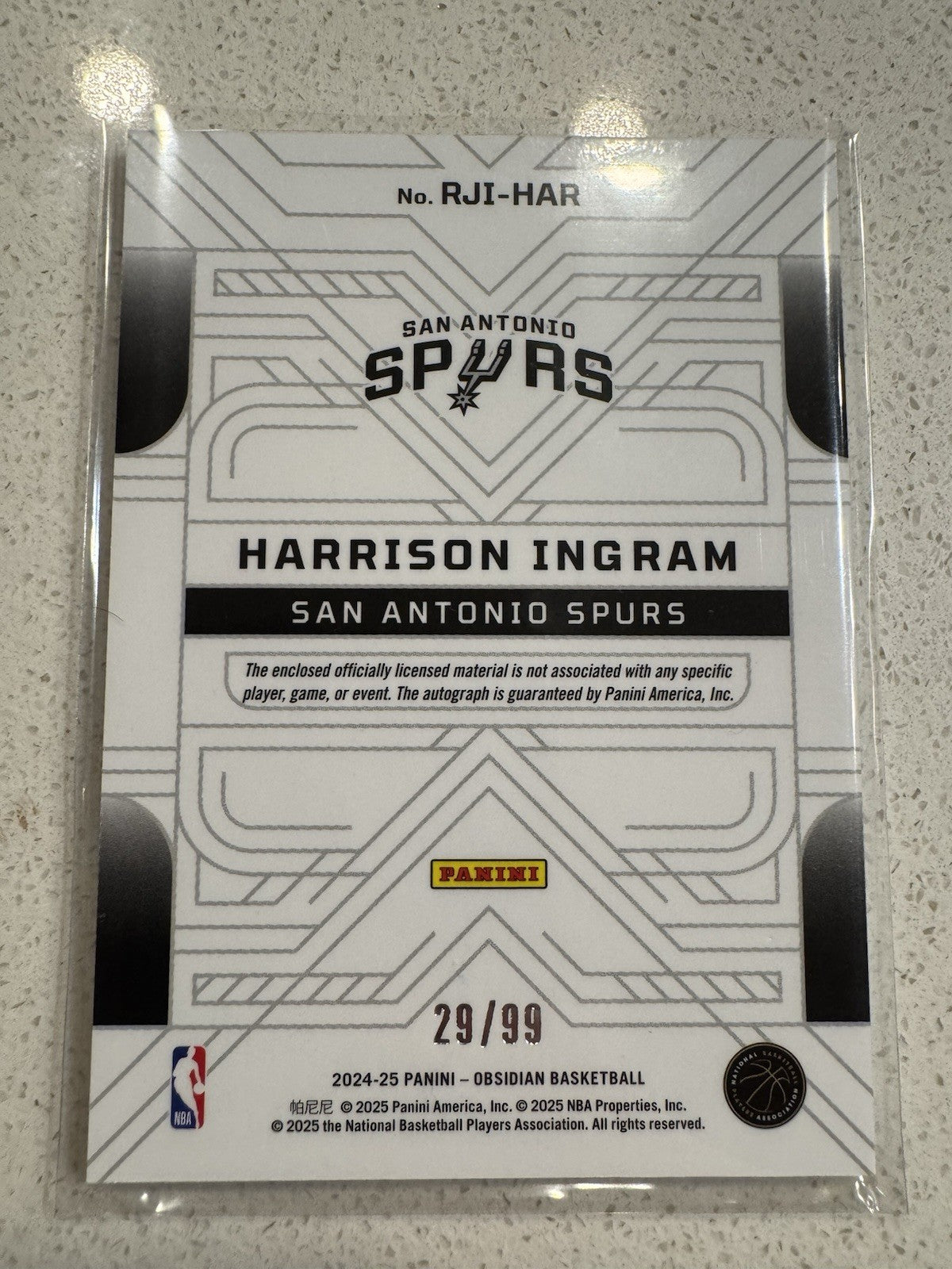 2024-25 Panini Obsidian Harrison Ingram Orange Flood /99 RC Auto Patch Rookie