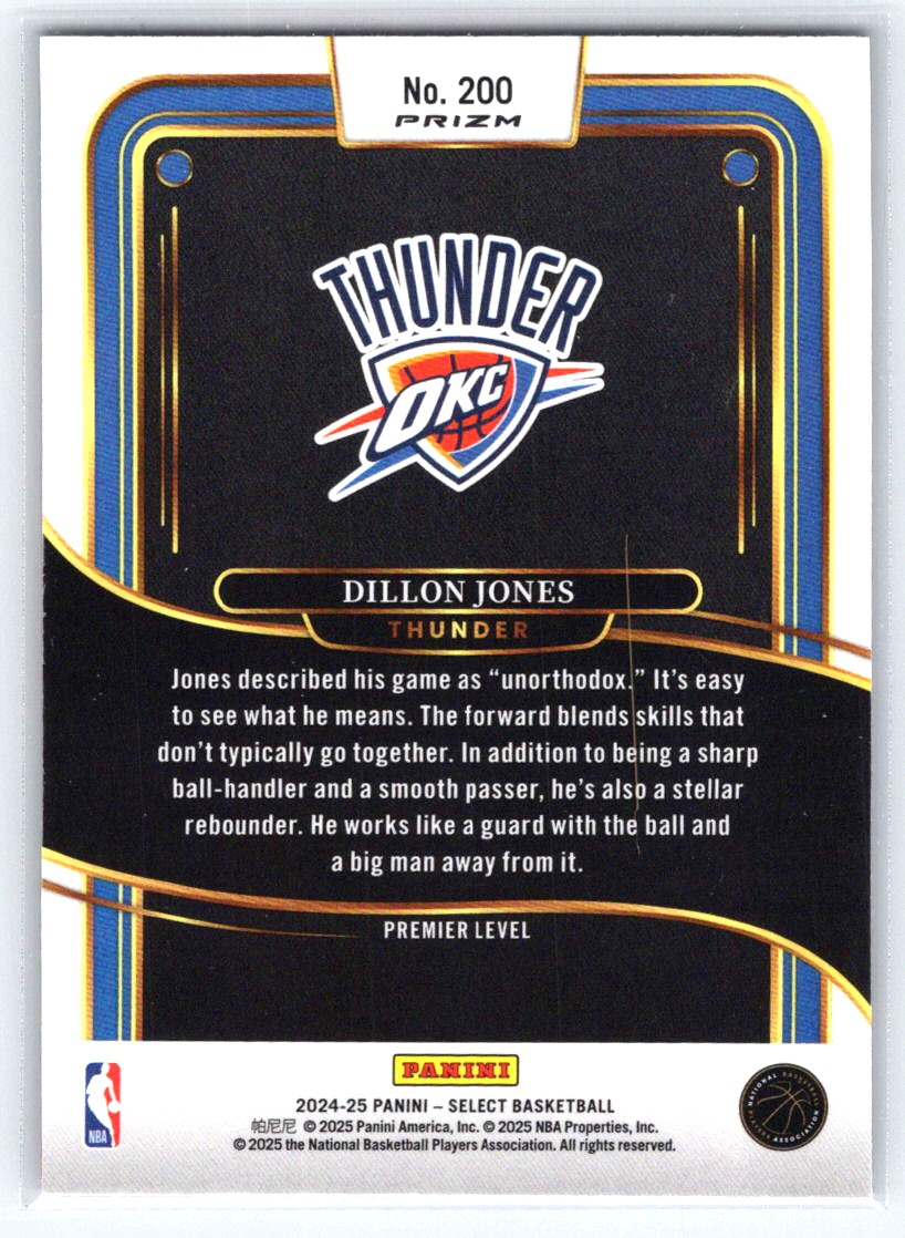 2024-25 Panini Select #200 Dillon Jones Tri-Color Prizm