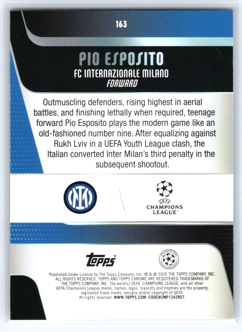 2025-26 Topps Chrome UEFA Club Competitions #163 Pio Esposito