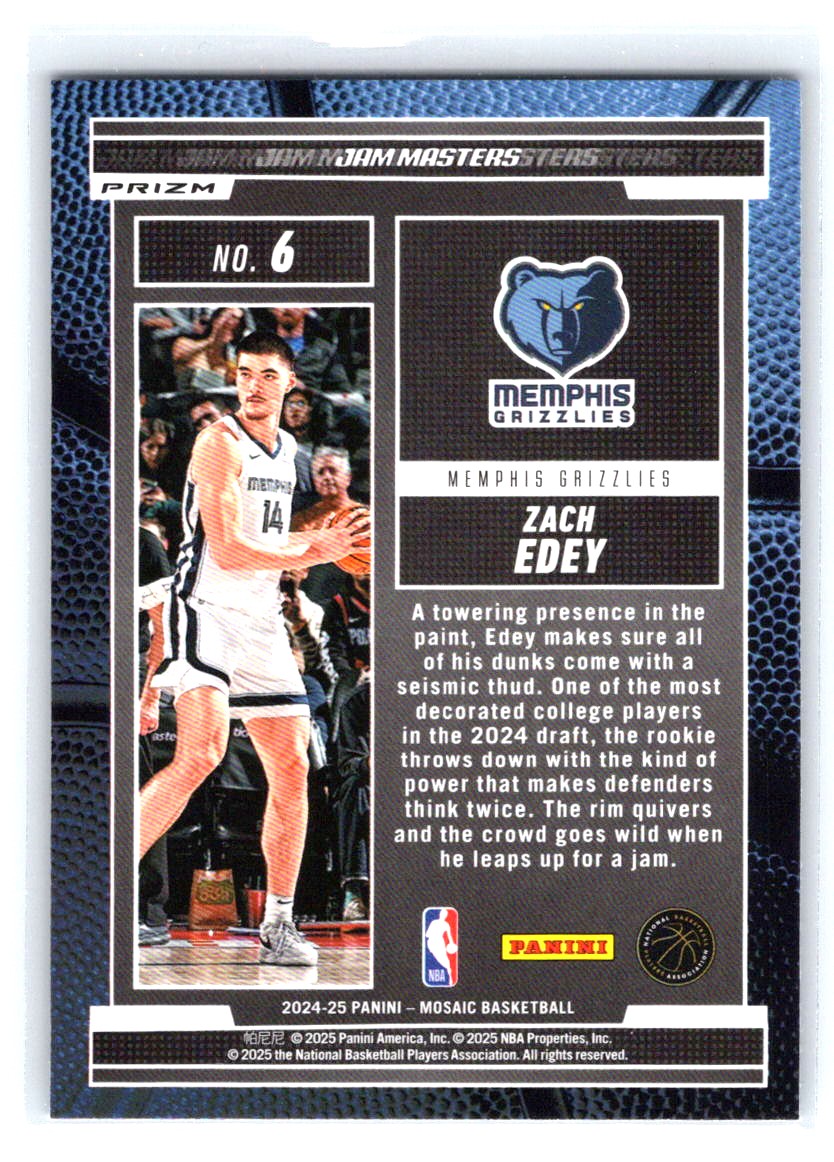 2024-25 Panini Mosaic #6 Zach Edey Jam Masters Mosaic Green