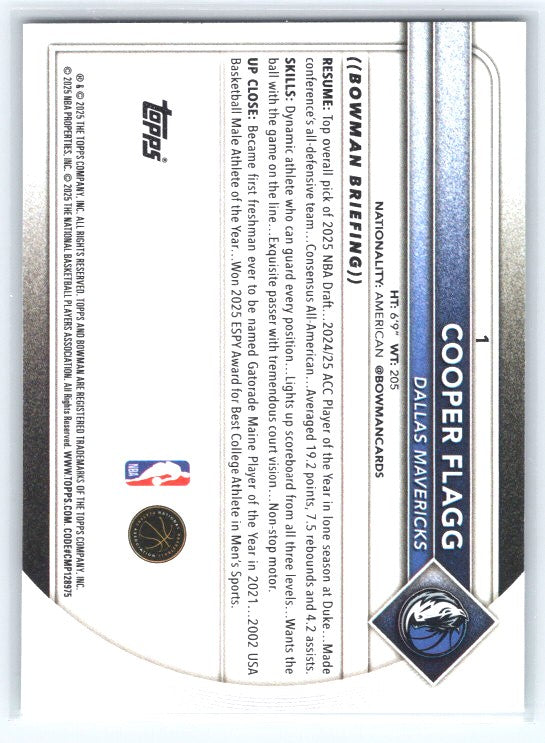 2025-26 Bowman #1 Cooper Flagg