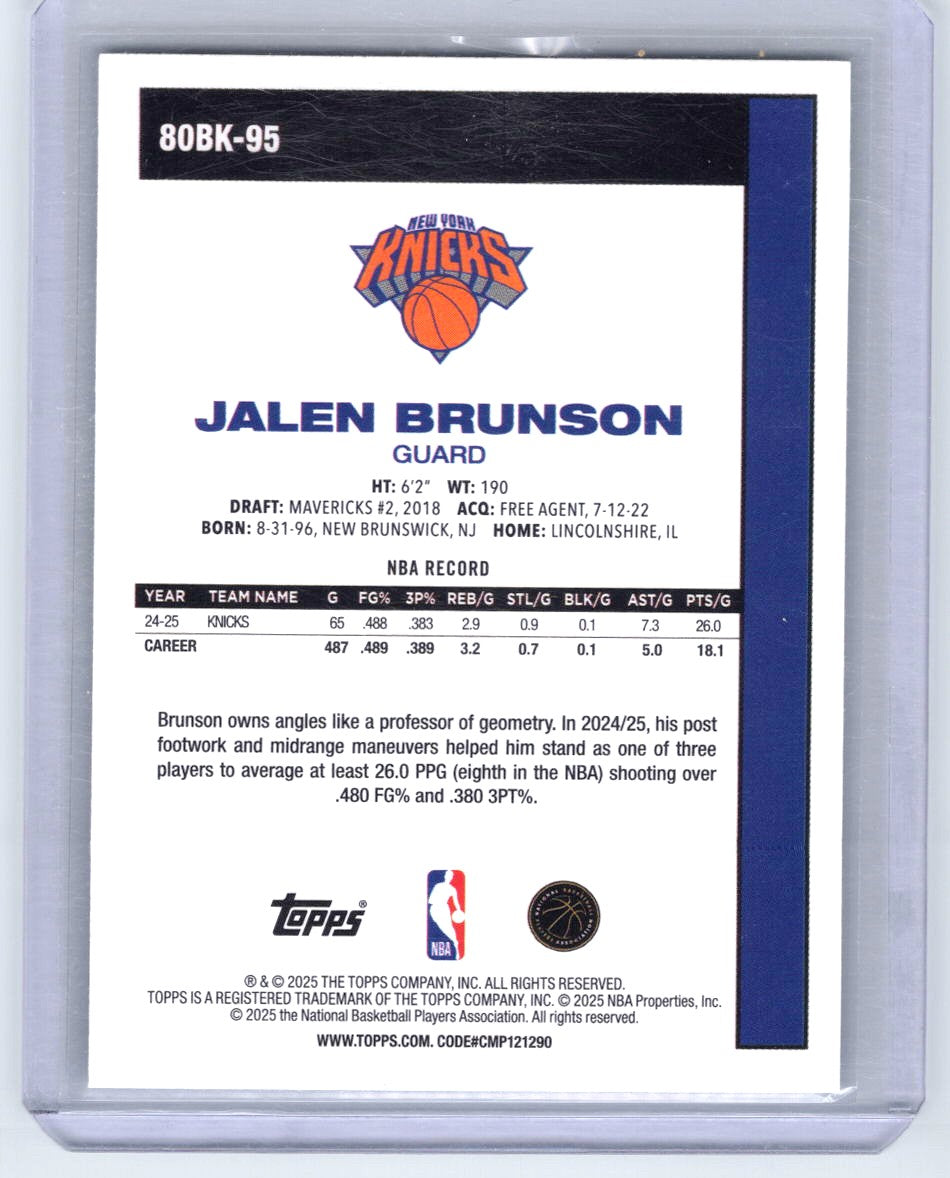 2025-26 Topps #80BK-95 Jalen Brunson 1980-81 Topps Basketball