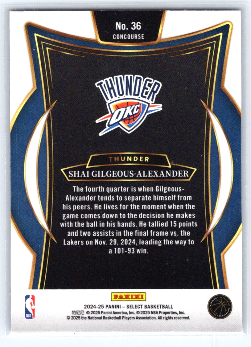 2024-25 Panini Select #36 Shai Gilgeous-Alexander Blue (Retail)