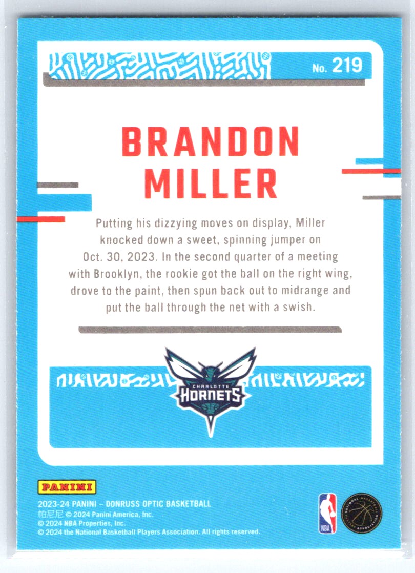 2023-24 Donruss Optic #219 Brandon Miller