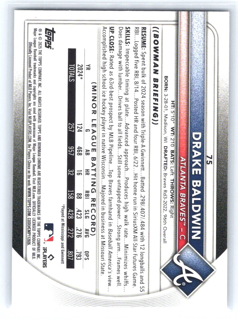 2025 Bowman Chrome #75 Drake Baldwin