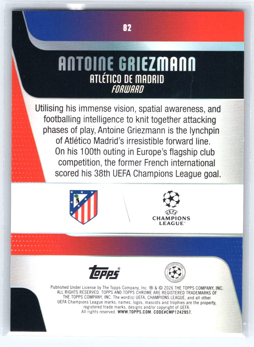 2025-26 Topps Chrome UEFA #82 Antoine Griezmann Raywave Refractor
