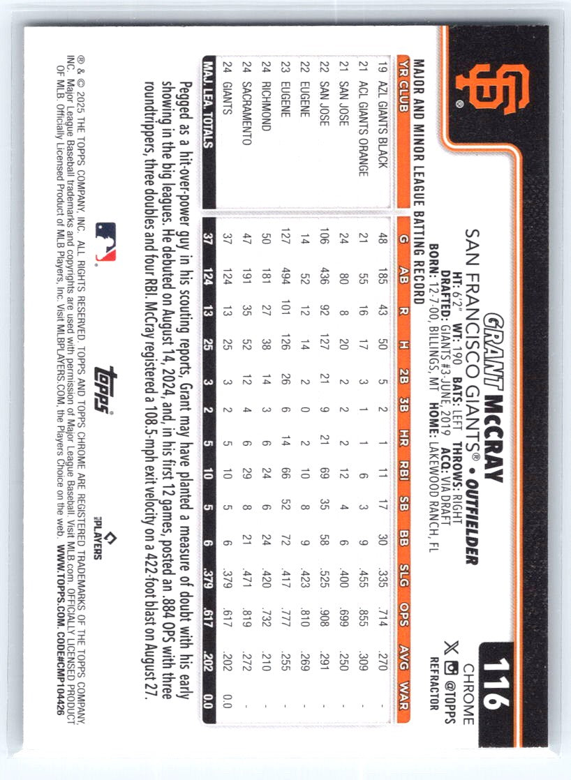2025 Topps Chrome #116 Grant McCray