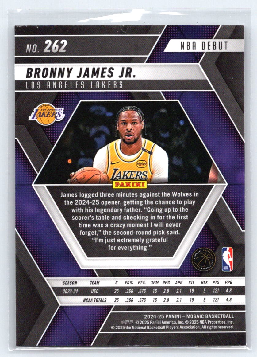 2024-25 Panini Mosaic #262 Bronny James Jr.