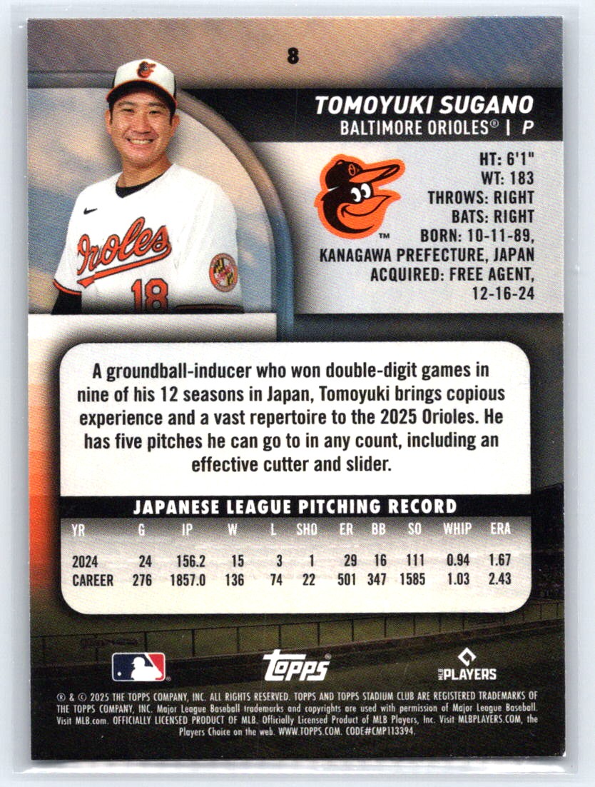 2025 Stadium Club #8 Tomoyuki Sugano