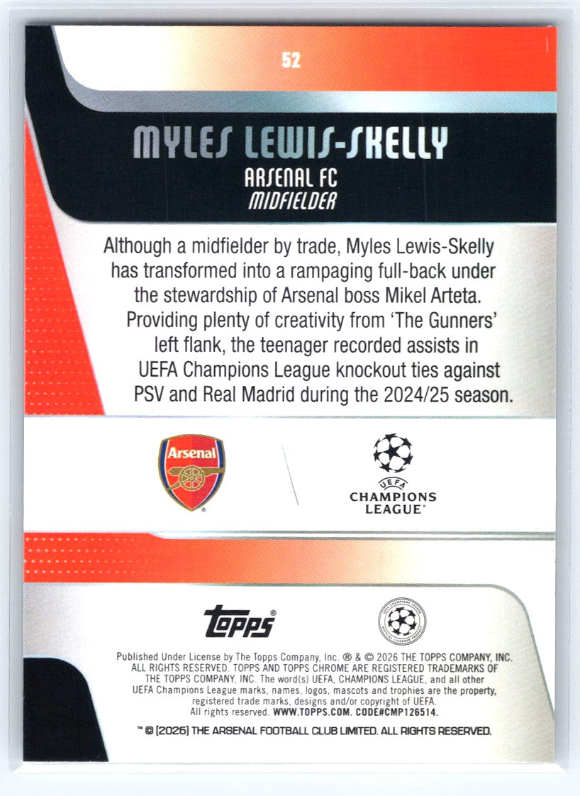 2025-26 Topps Chrome UEFA Club Competitions #52 Myles Lewis-Skelly