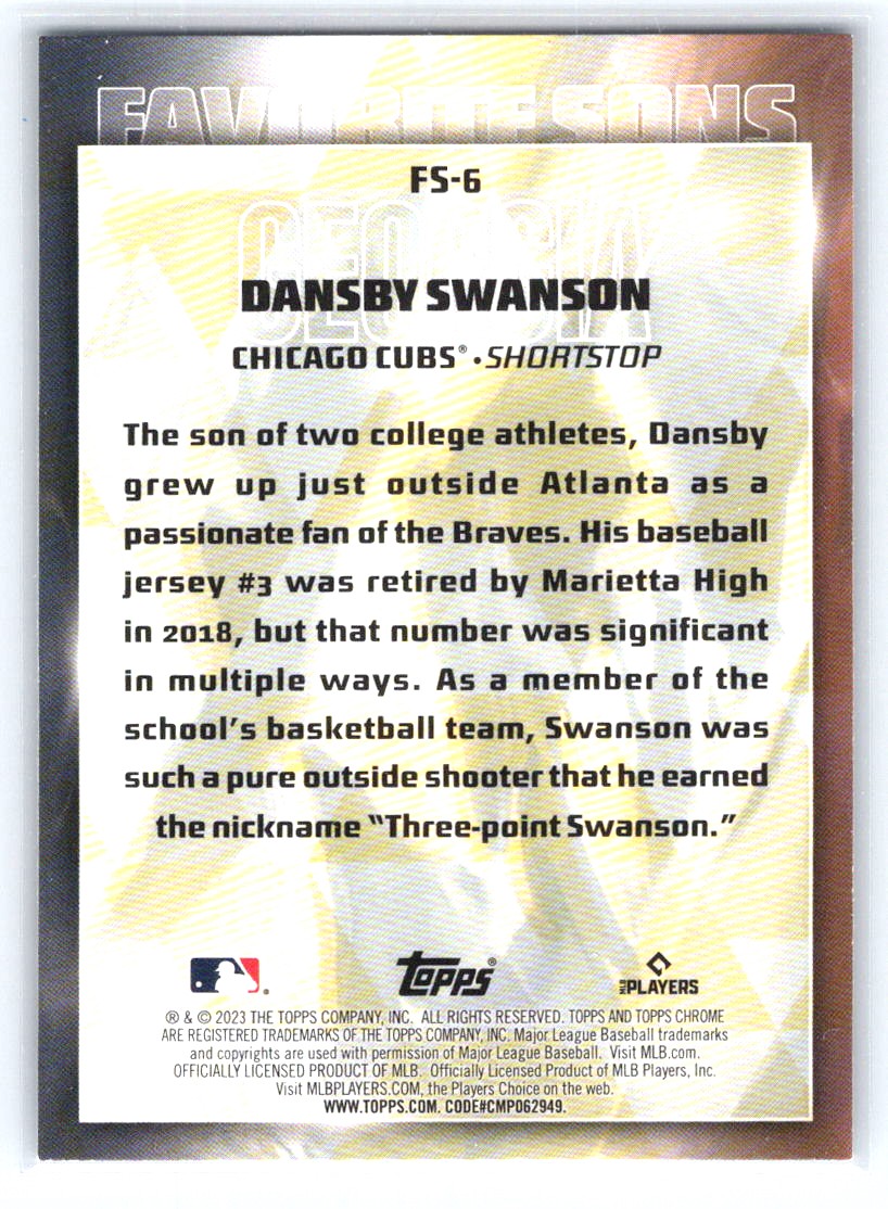 2023 Topps #FS-6 Dansby Swanson Favorite Sons