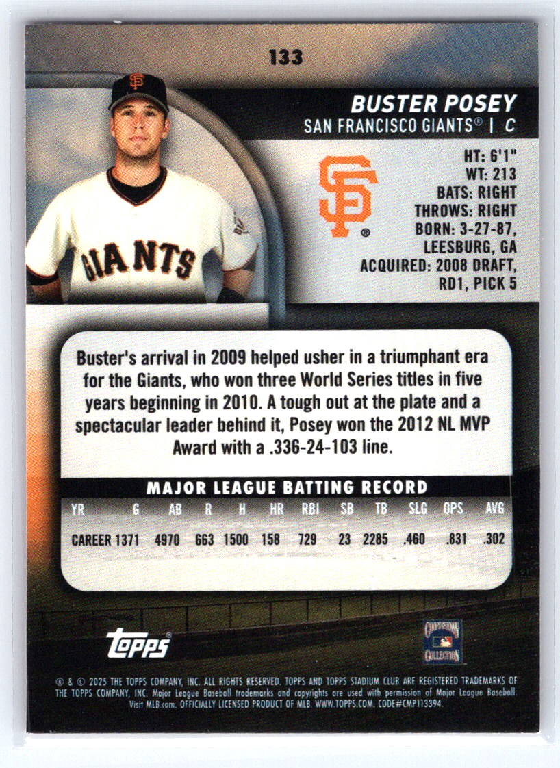 2025 Stadium Club #133 Buster Posey Red Foil