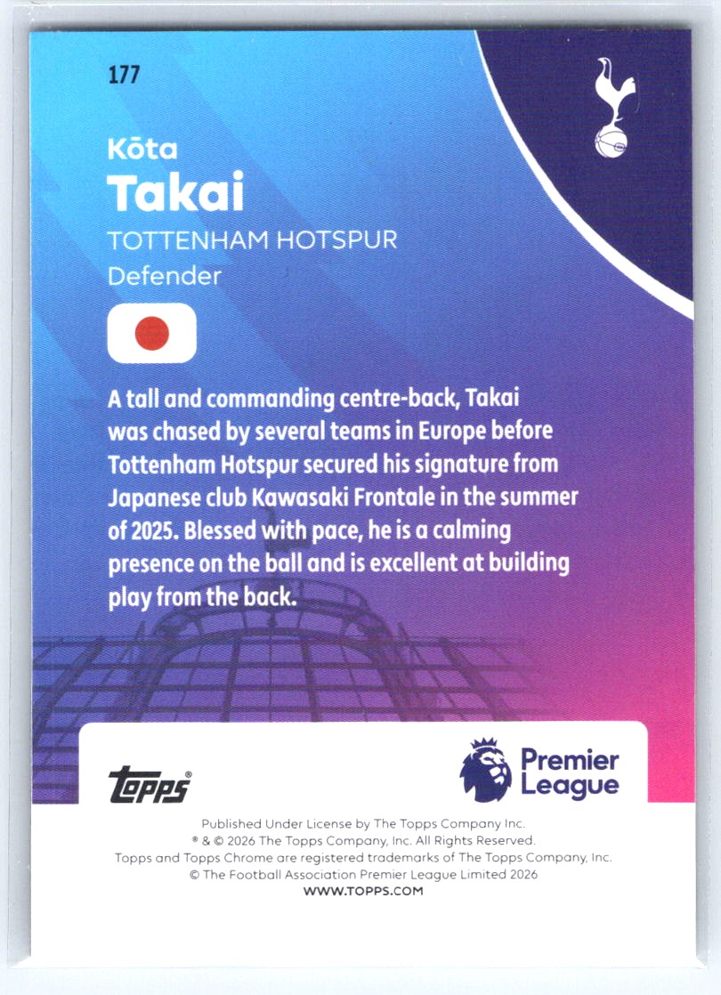 2025-26 Topps Premier League #177 Kōta Takai Premier League RetroFractor #/92