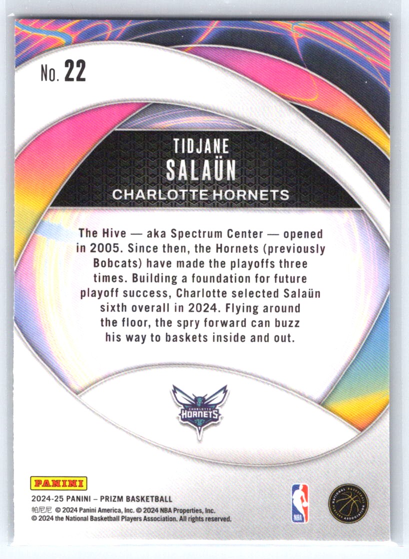 2024-25 Panini Prizm #22 Tidjane Salaun Instant Impact