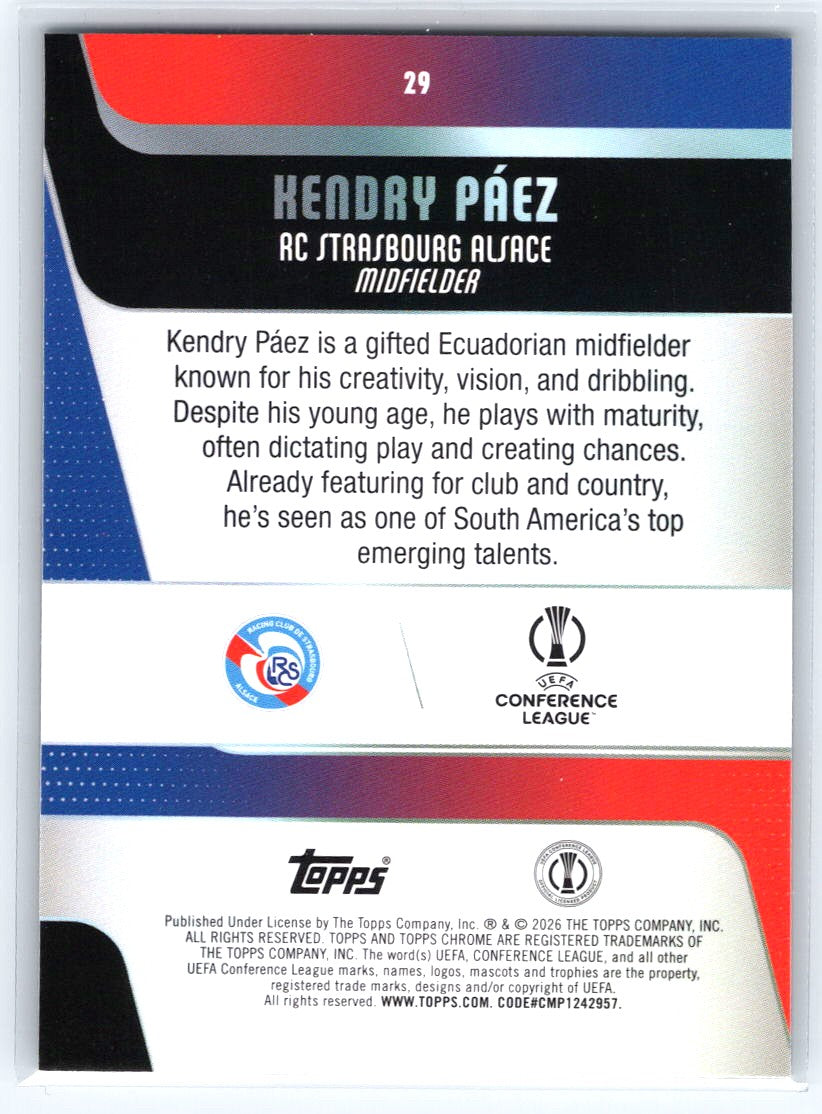 2025-26 Topps Chrome UEFA Club Competitions #29 Kendry Páez
