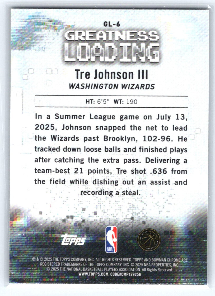 2025-26 Bowman #GL-6 Tre Johnson III Greatness Loading