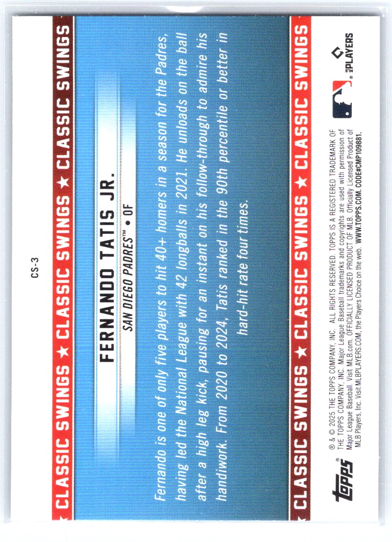 2025 Topps All-Star Game #CS-3 Fernando Tatis Jr. Classic Swings
