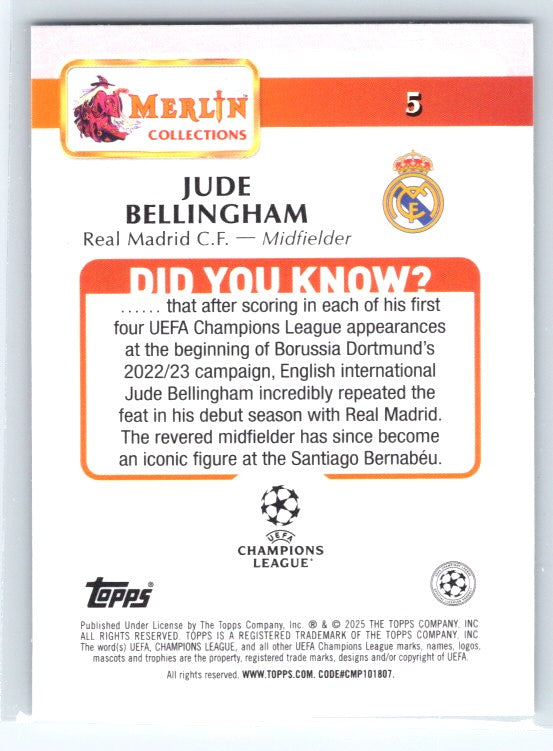 2024-25 Merlin UEFA Club Competitions #5 Jude Bellingham