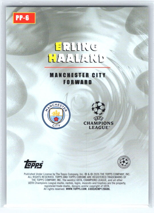 2025-26 Topps Chrome UEFA Club Competitions #PP-6 Erling Haaland Power Players