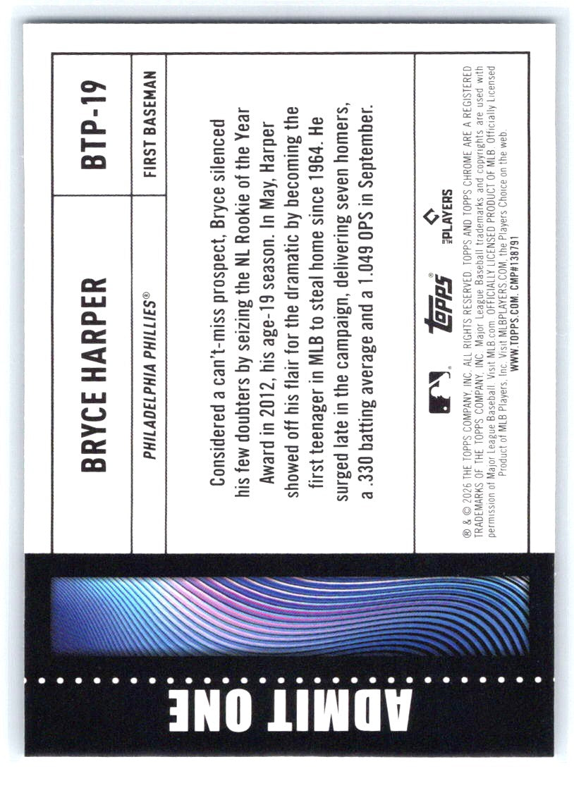 2026 Topps Chrome #BTP-19 Bryce Harper Big Ticket Players