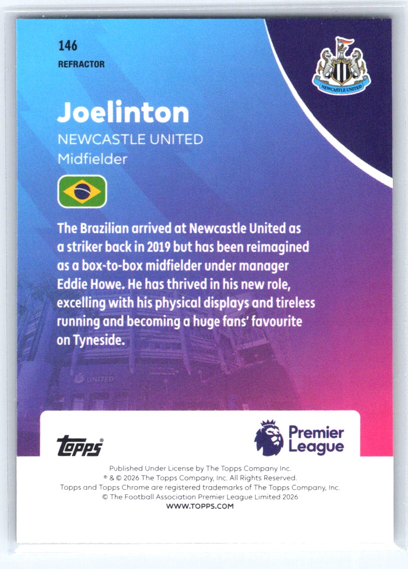 2025-26 Topps Chrome Premier League #146 Joelinton Refractor