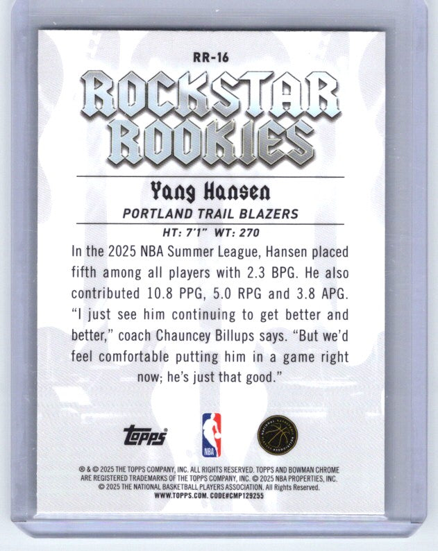 2025-26 Bowman #RR-16 Yang Hansen Rockstar Rookies