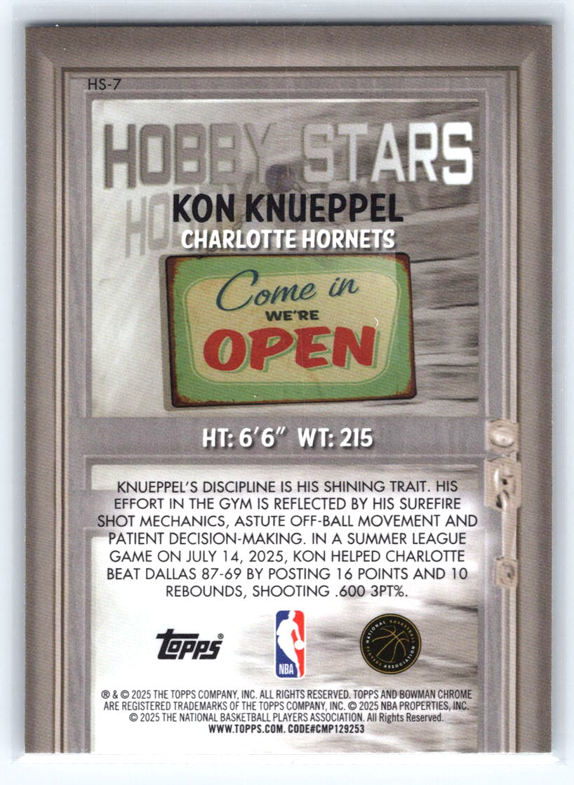 2025-26 Bowman #HS-7 Kon Knueppel Hobby Stars