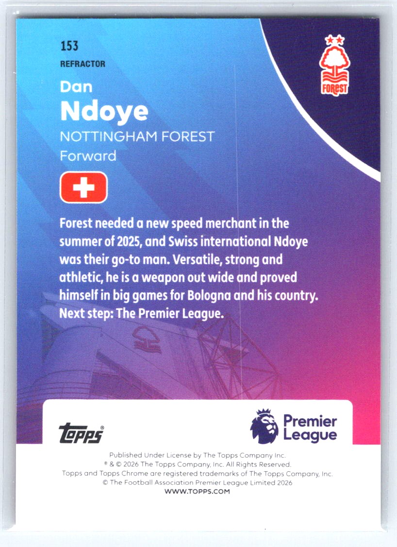 2025-26 Topps Chrome Premier League #153 Dan Ndoye Refractor