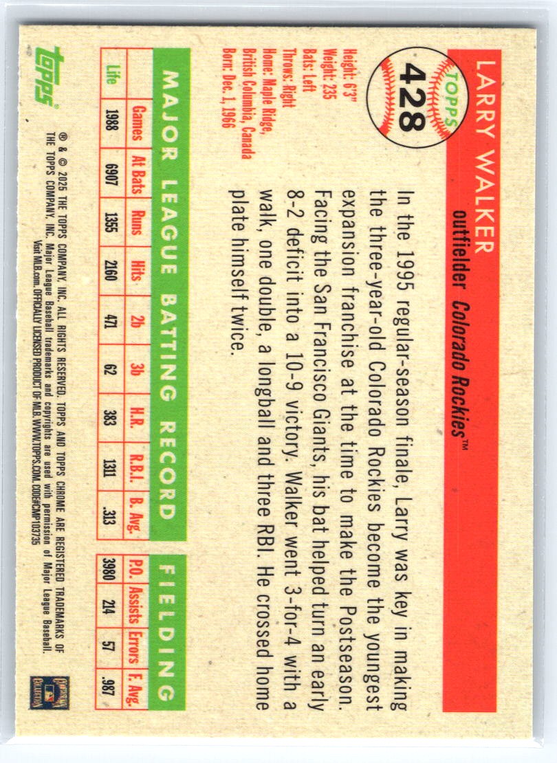 2025 Topps Chrome Platinum #428 Larry Walker Topps Refractors #/499