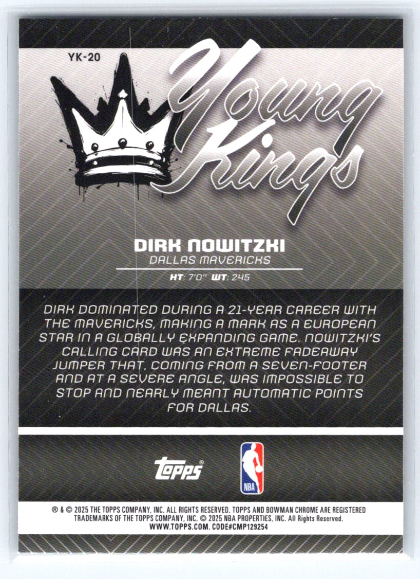2025-26 Bowman #YK-20 Dirk Nowitzki Young Kings