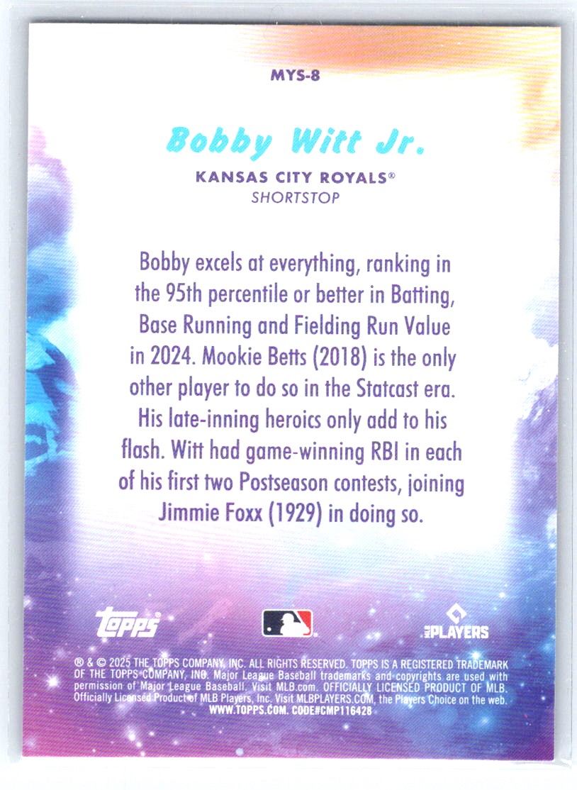 2025 Topps Update #MYS-8 Bobby Witt Jr. Mystical