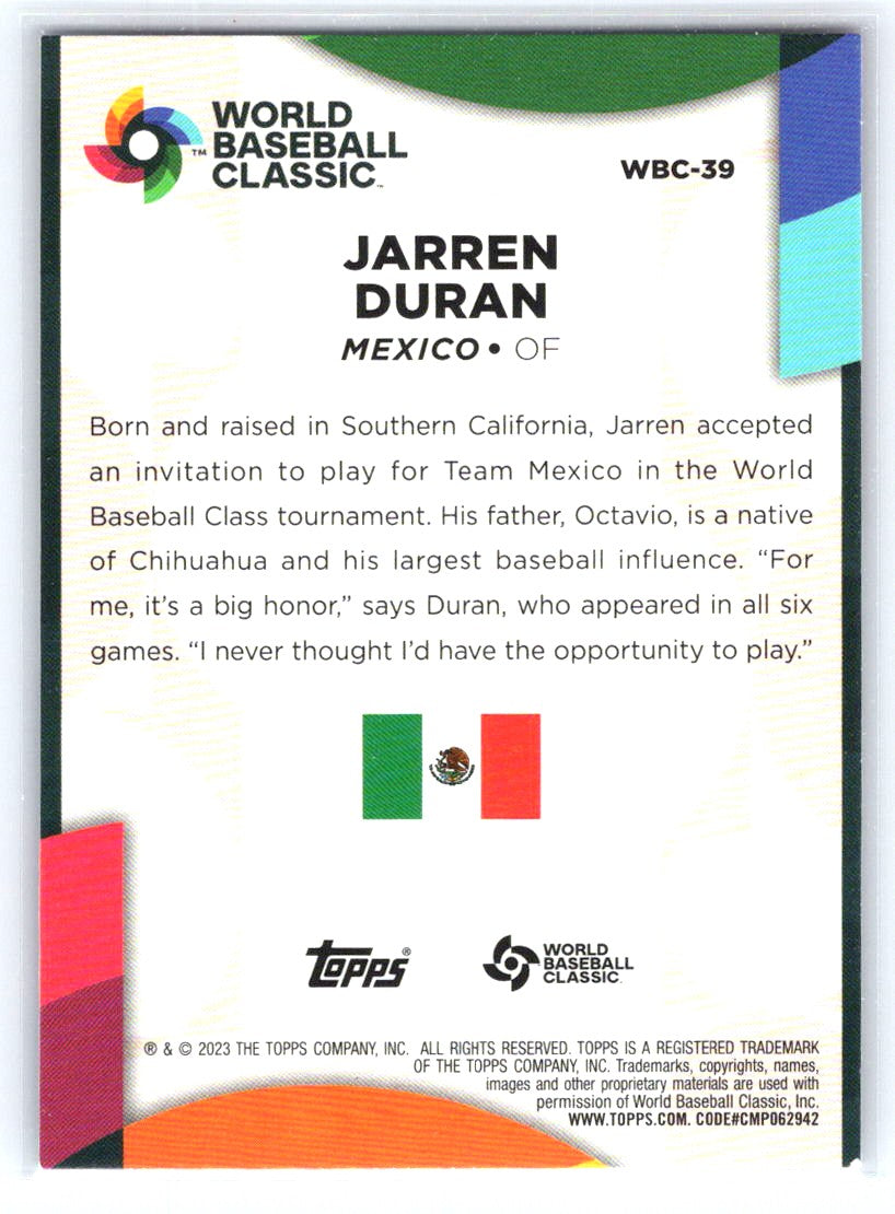 2023 Topps #WBC-39 Jarren Duran 2023 World Baseball Classic Stars
