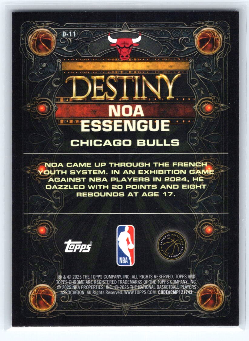 2025-26 Topps Chrome #D-11 Noa Essengue Destiny
