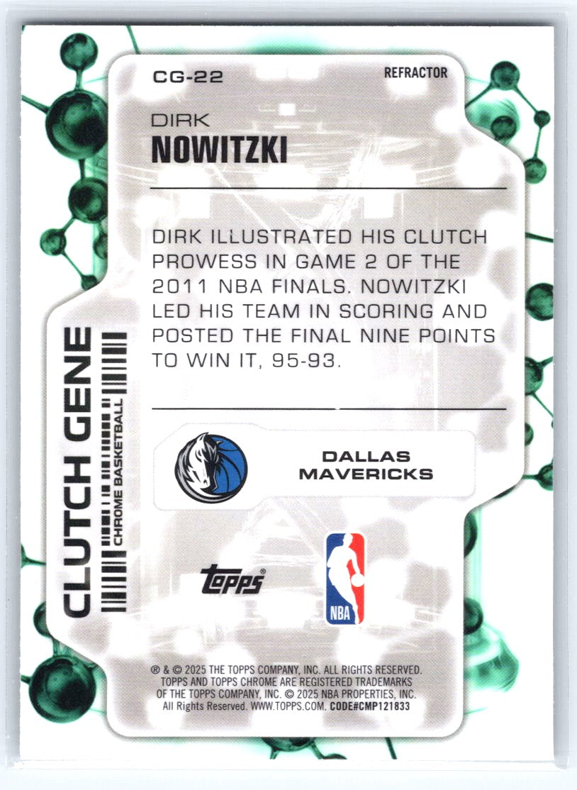 2025-26 Topps Chrome #CG-22 Dirk Nowitzki Clutch Gene Refractor